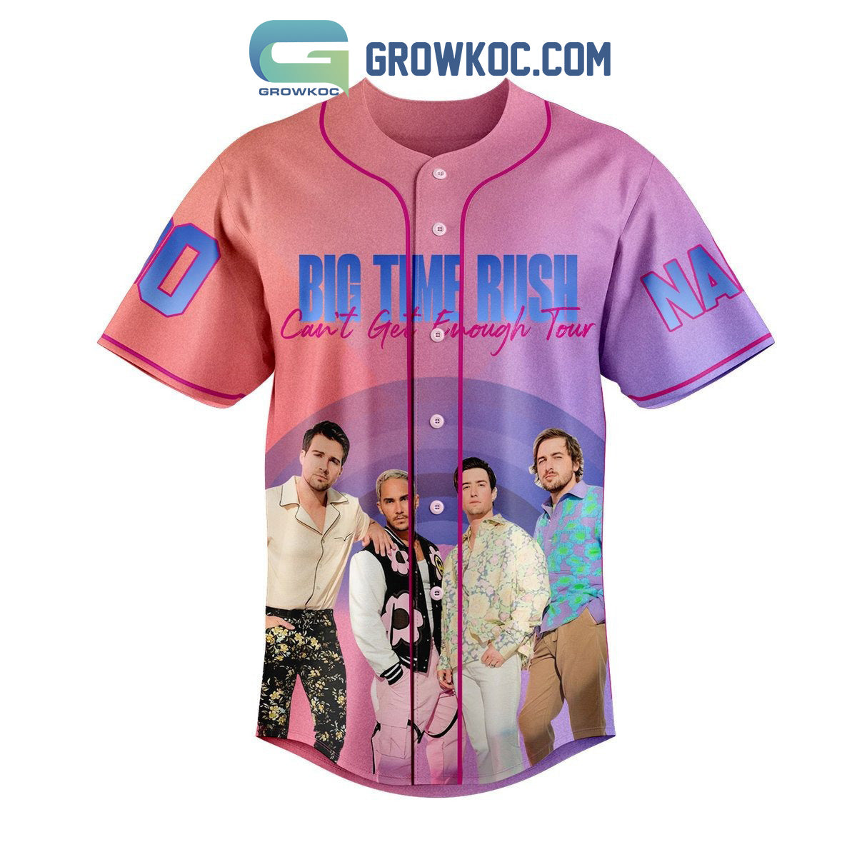Big Time Rush Can’t Get Enough Tour Personalized Baseball Jersey baseball jersey product view 2