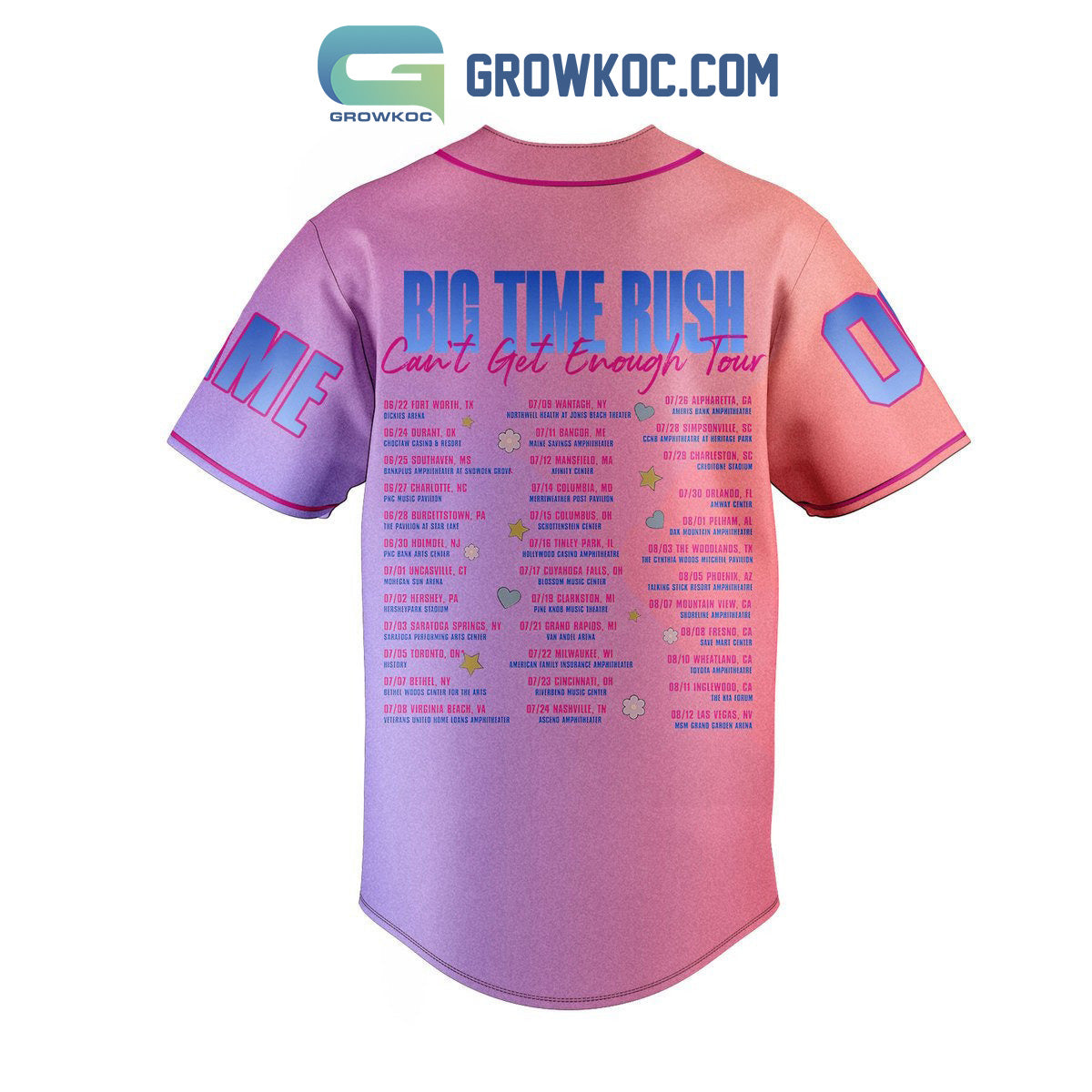 Big Time Rush Can’t Get Enough Tour Personalized Baseball Jersey baseball jersey product view 3