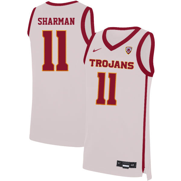 Bill Sharman 11 White College Football Jersey football jersey product view 1