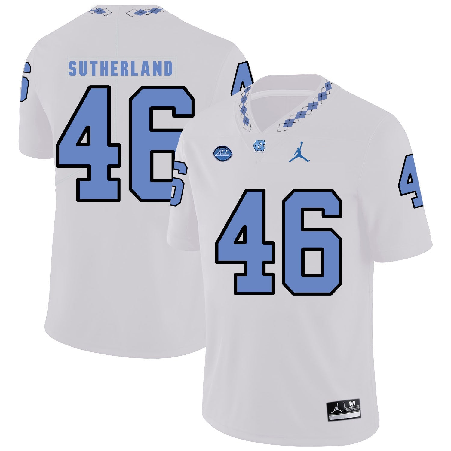 Bill Sutherland 46 White College Football Jersey football jersey product view 1