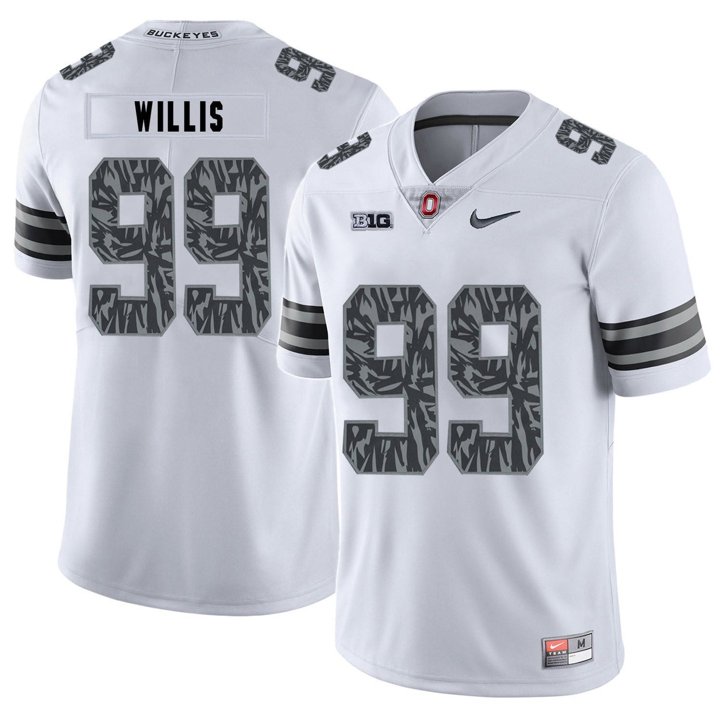 Bill Willis 99 Pattern White College Football Jersey football jersey product view 1