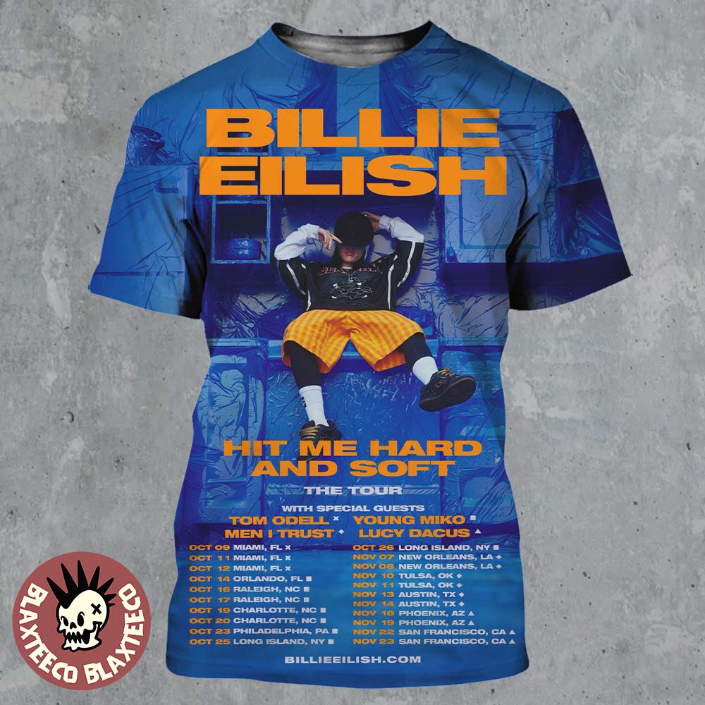 Billie Eilish Hit Me Hard And Soft The Tour Fall US Shows New Schedule Dates On October And November 2025 All Over Print Shirt - T-Shirt, Sweatshirt, Hoodie