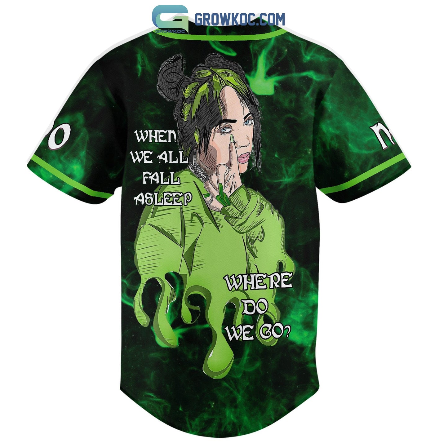Billie Eilish When We All Fall Asleep Where Do We Go Personalized Baseball Jersey baseball jersey product view 3