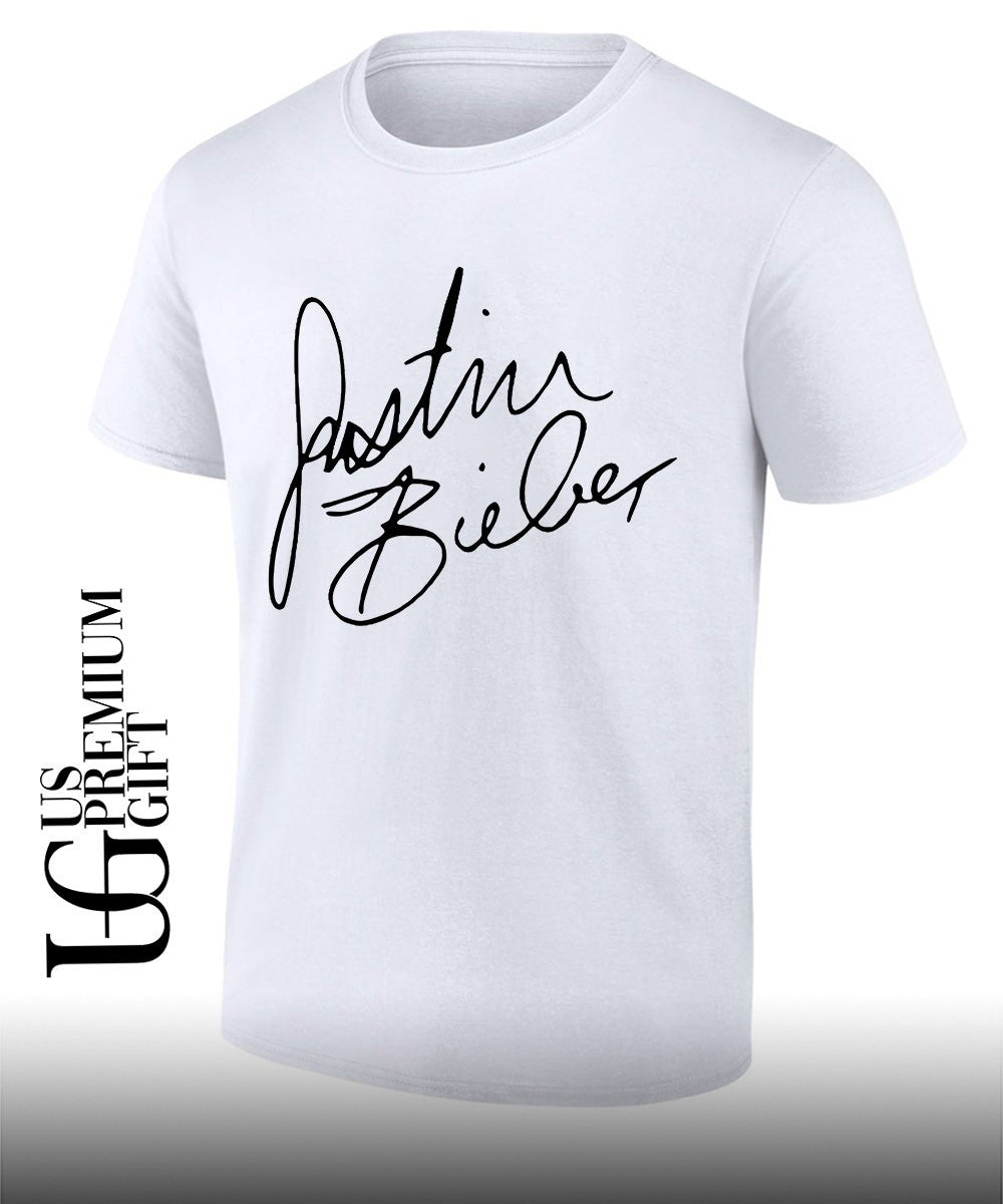 Billie Eilish wearing Justin Bieber signature shirt Unisex T-shirt, Sweatshirt, Hoodie, Long Sleeve Tee - T-Shirt, Sweatshirt, Hoodie