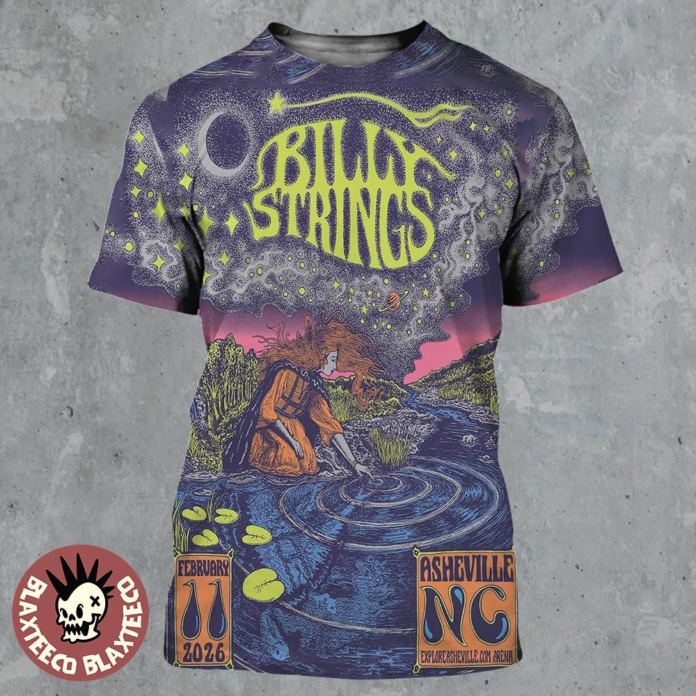 Billy Strings Asheville North Carolina 2026 Night 2 Poster At Exploreasheville.com Arena On February 11 2026 Art By Fez Moreno All Over Print Shirt - T-Shirt, Sweatshirt, Hoodie