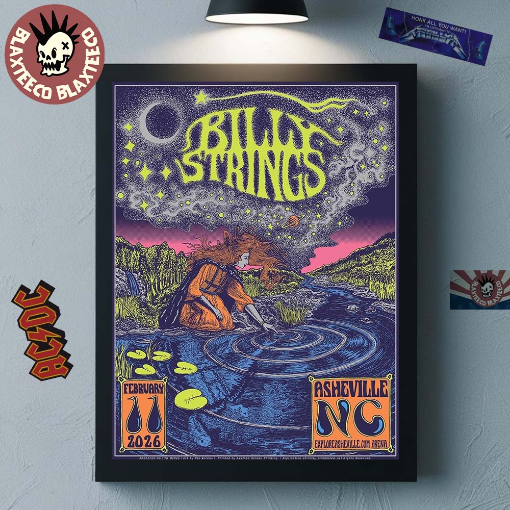 Billy Strings Asheville North Carolina 2026 Night 2 Poster At Exploreasheville.com Arena On February 11 2026 Art By Fez Moreno Poster Canvas - T-Shirt, Sweatshirt, Hoodie