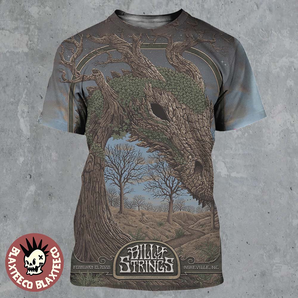 Billy Strings Asheville North Carolina 2026 Night 3 Poster At Exploreasheville.com Arena On February 13 2026 Dragon Tree Art All Over Print Shirt - T-Shirt, Sweatshirt, Hoodie