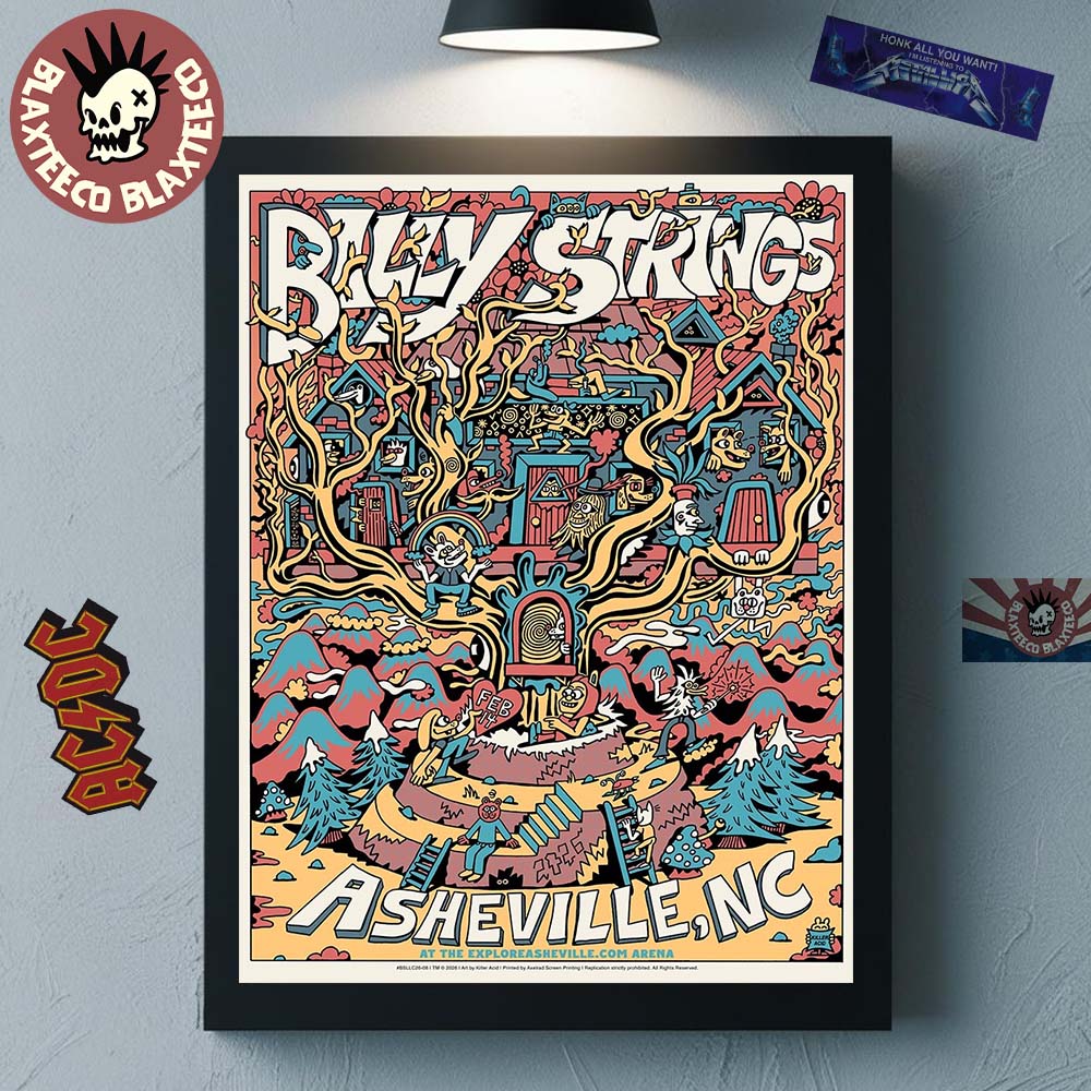 Billy Strings Asheville North Carolina 2026 Night 4 Poster At Exploreasheville.com Arena On February 14 2026 Art By Killer Acid Poster Canvas - T-Shirt, Sweatshirt, Hoodie