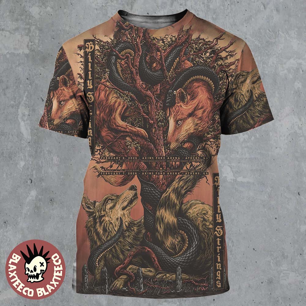 Billy Strings Athens Georgia 2026 Night 1 And 2 Combined Gig Poster At Akins Ford Arena On February 6 And 7 2026 Winter Tour All Over Print Shirt - T-Shirt, Sweatshirt, Hoodie