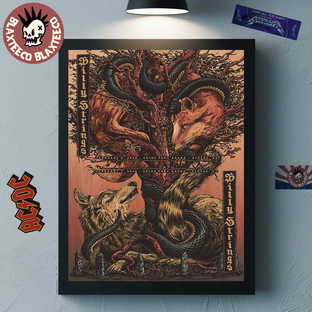 Billy Strings Athens Georgia 2026 Night 1 And 2 Combined Gig Poster At Akins Ford Arena On February 6 And 7 2026 Winter Tour Poster Canvas - T-Shirt, Sweatshirt, Hoodie