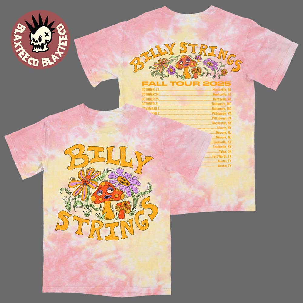 Billy Strings Breast Cancer Awareness Exclusive Fall Tour 2025 North American Mushroom Tee with Dates Tie Dye T-Shirt - T-Shirt, Sweatshirt, Hoodie