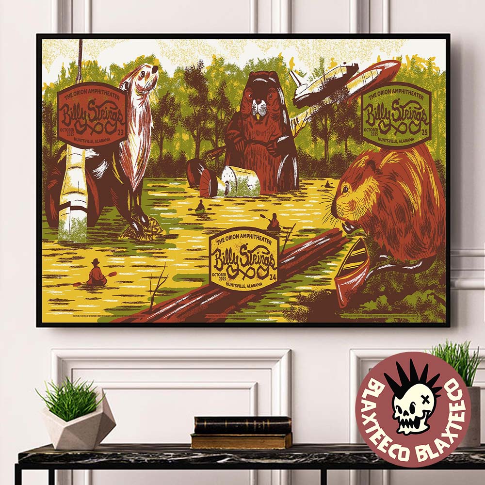 Billy Strings Huntsville Alabama 2025 Night 1 2 3 Combined Gig Poster At The Orion Amphitheater On October 23 24 25 2025 Landscape Poster Canvas - T-Shirt, Sweatshirt, Hoodie