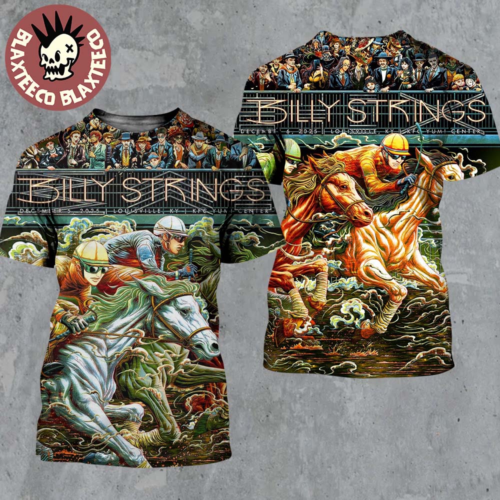 Billy Strings Louisville Kentucky 2025 Night 1 And 2 Combined Poster At KFC Yum Center On December 5 And 6 2025 Horse Racing Art By Miles Tsang All Over Print Shirt - T-Shirt, Sweatshirt, Hoodie