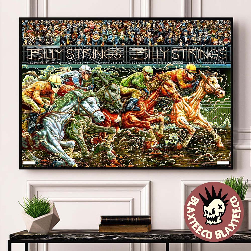 Billy Strings Louisville Kentucky 2025 Night 1 And 2 Combined Poster At KFC Yum Center On December 5 And 6 2025 Horse Racing Art By Miles Tsang Landscape Poster Canvas - T-Shirt, Sweatshirt, Hoodie