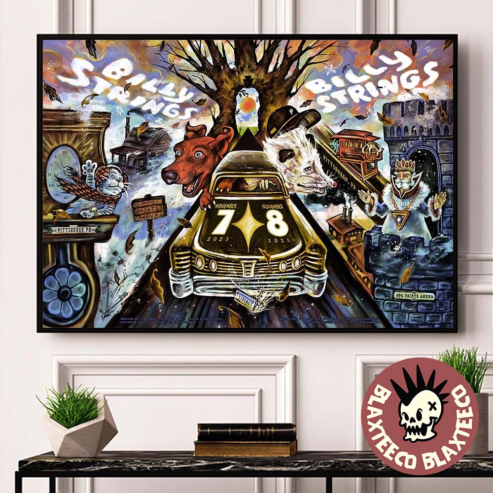 Billy Strings Pittsburgh Pennsylvania 2025 Night 1 And 2 Combined Event Poster At PPG Paints Arena On November 7 And 8 2025 Landscape Poster Canvas - T-Shirt, Sweatshirt, Hoodie