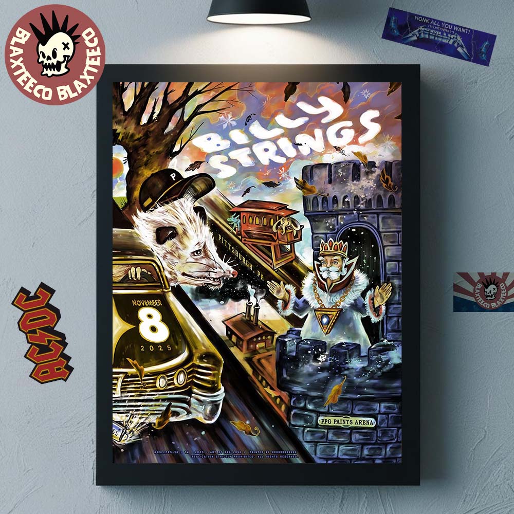 Billy Strings Pittsburgh Pennsylvania 2025 Night 2 Event Poster At PPG Paints Arena On November 8 2025 Home Decor Poster Canvas - T-Shirt, Sweatshirt, Hoodie