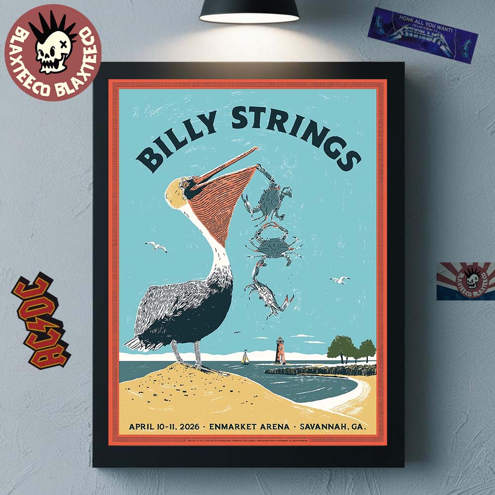 Billy Strings Savannah Georgia 2026 Dual Night Venue Poster At Enmarket Arena On April 10-11 2026 The Pelican Art Decor Poster Canvas - T-Shirt, Sweatshirt, Hoodie