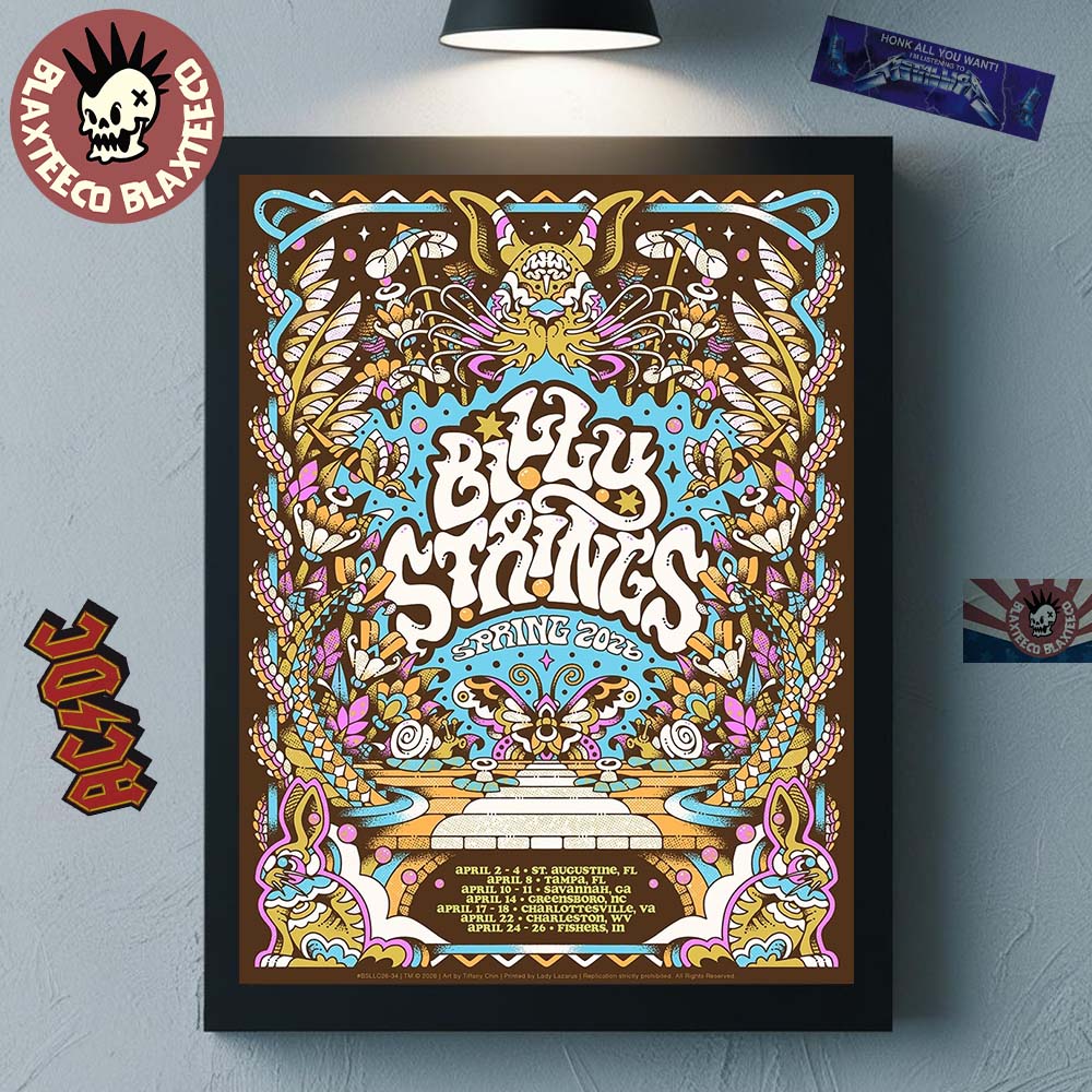 Billy Strings Spring 2026 Tour All Dates Poster Art By Tiffany Chin Home Decor Poster Canvas - T-Shirt, Sweatshirt, Hoodie