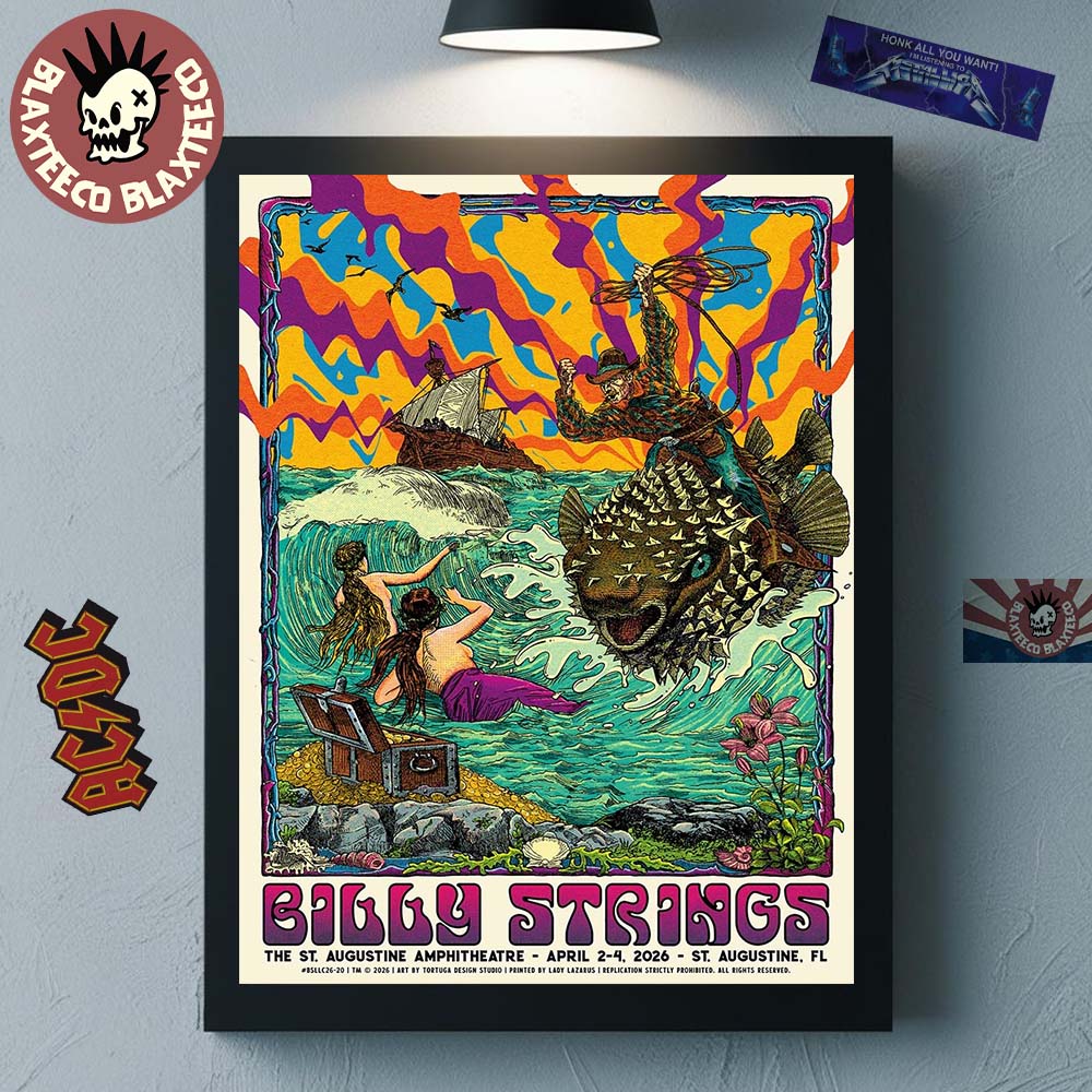 Billy Strings Spring St. Augustine Florida 2026 All Date Gig Poster At The St. Augustine Amphitheatre From April 2 To 4 2026 The Man Riding The Puffers Art Poster Canvas - T-Shirt, Sweatshirt, Hoodie