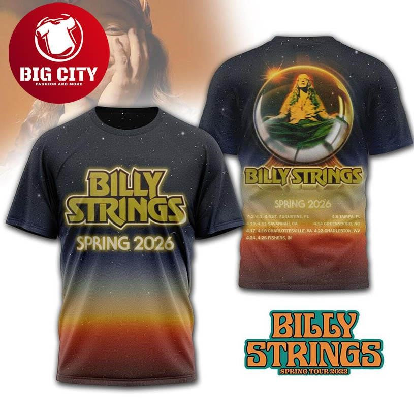 Billy Strings Spring USA 2026 Tour Schedule Two Sided Shirt Unisex T-shirt, Sweatshirt, Hoodie, Long Sleeve Tee - T-Shirt, Sweatshirt, Hoodie