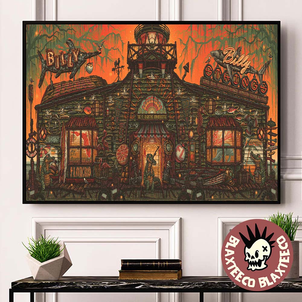 Billy Strings St. Augustine Florida 2026 All Night Combined Poster On April 2 3 4 2026 The Crocodile Bar Landscape Poster Canvas - T-Shirt, Sweatshirt, Hoodie