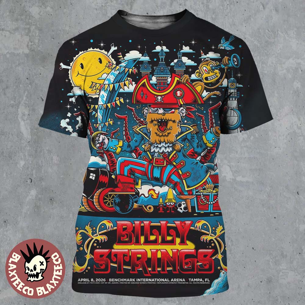 Billy Strings Tampa Florida 2026 Merch Gig Poster At Benchmark International Arena On April 8 2026 The Pirate Art All Over Print Shirt - T-Shirt, Sweatshirt, Hoodie