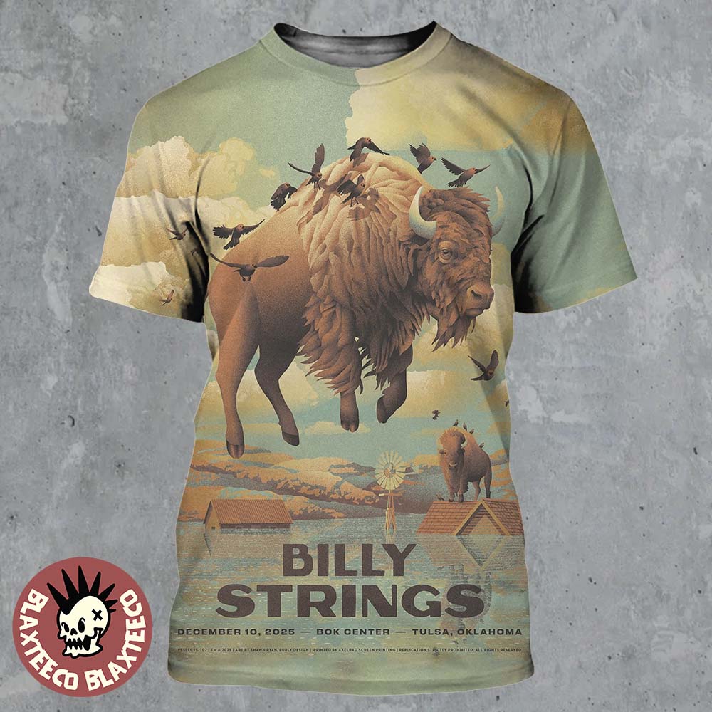 Billy Strings Tulsa Oklahoma 2025 Event Poster At Bok Center On December 10 2025 The Flying Bison Art All Over Print Shirt - T-Shirt, Sweatshirt, Hoodie