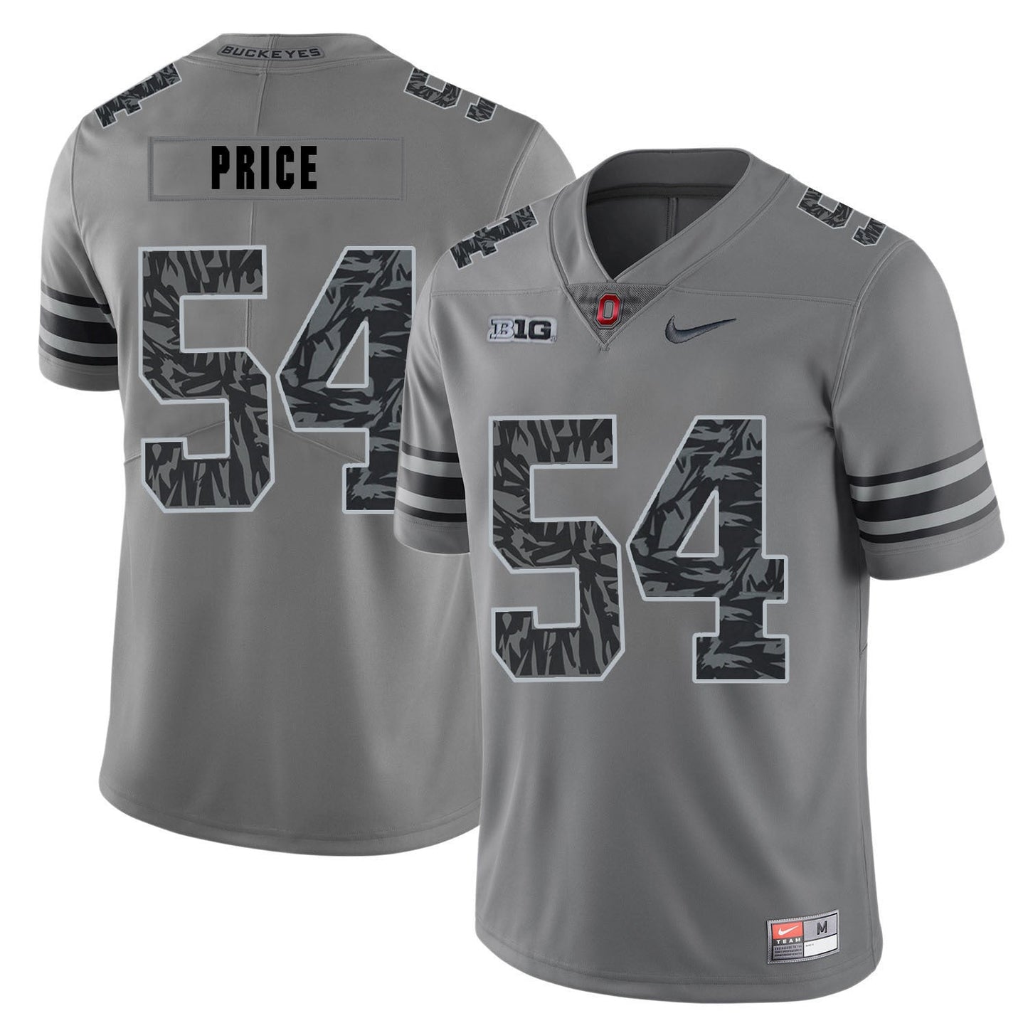 Billy Price 54 Pattern Dark Gray College Football Jersey football jersey product view 1