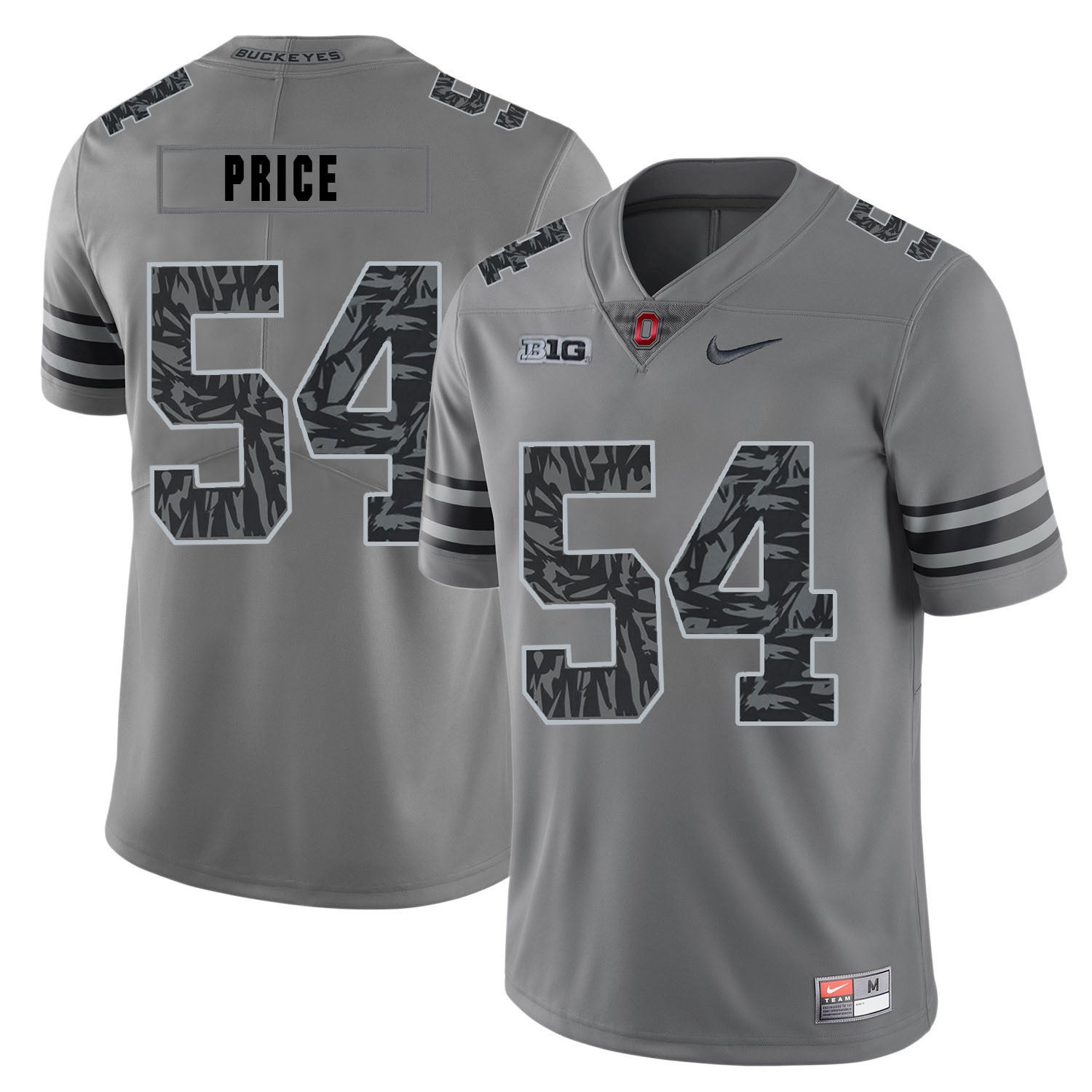 Billy Price 54 Pattern Dark Gray College Football Jersey football jersey product view 1