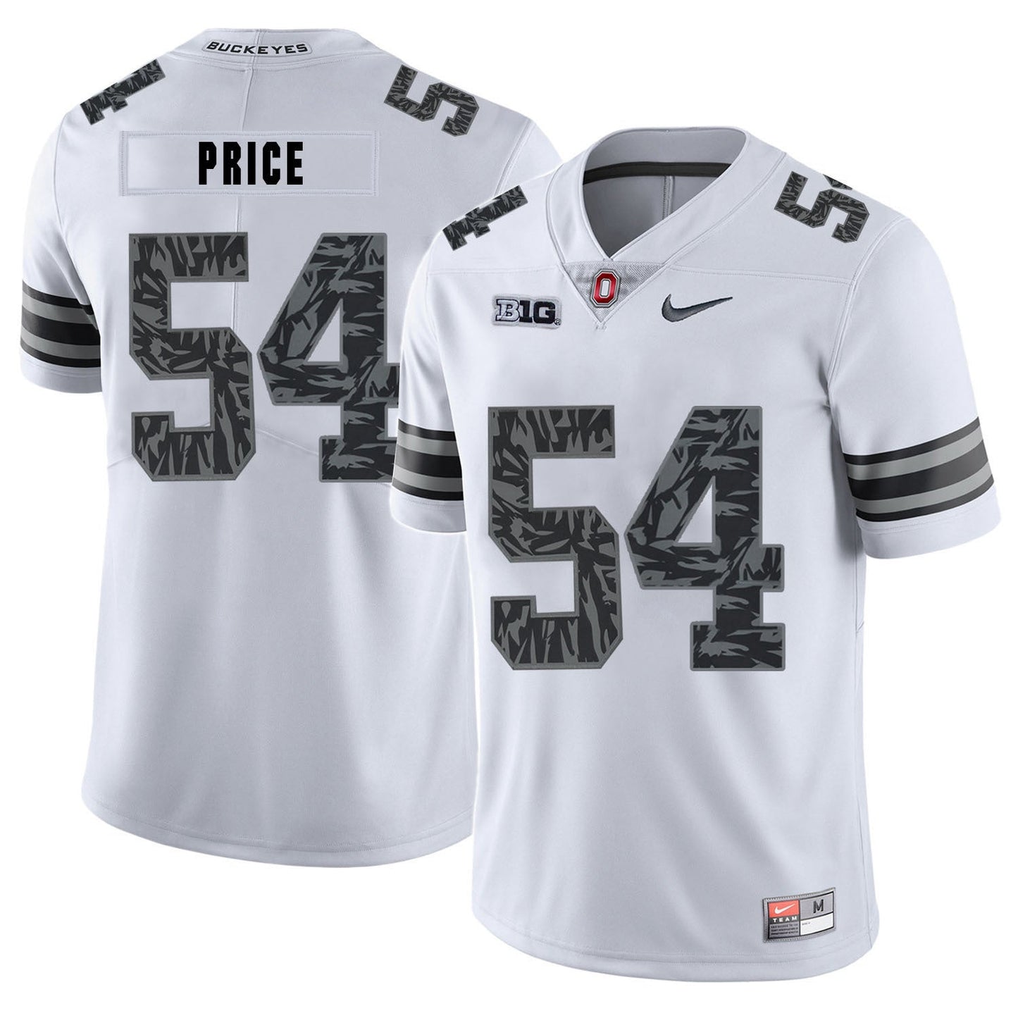 Billy Price 54 Pattern White College Football Jersey football jersey product view 1