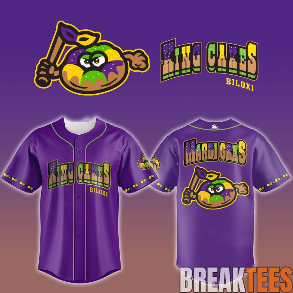 Biloxi Shuckers Cakes Mardi Gras Special Baseball Jersey Unisex T-shirt, Sweatshirt, Hoodie, Long Sleeve Tee - T-Shirt, Sweatshirt, Hoodie