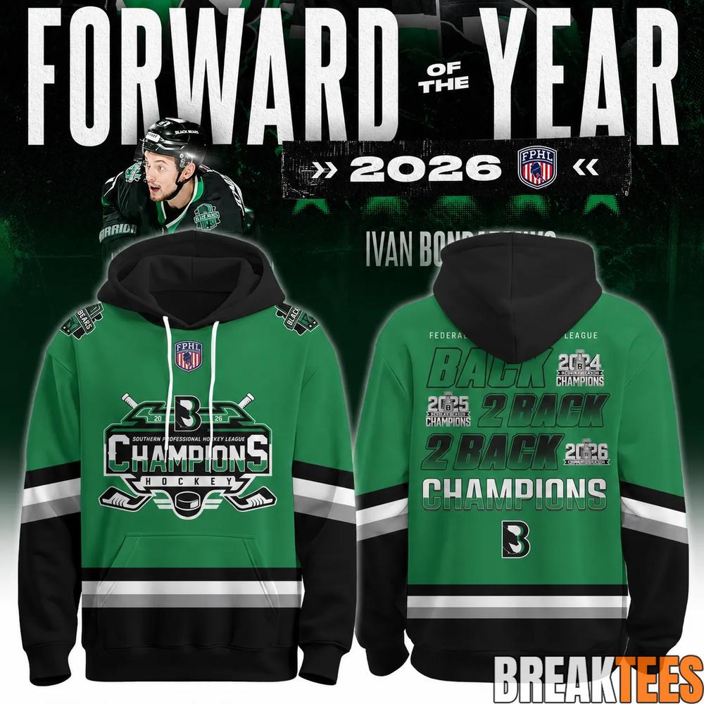 Binghamton Black Bears 2026 FPHL Champions Three-Peat Design Hoodie Unisex T-shirt, Sweatshirt, Hoodie, Long Sleeve Tee - T-Shirt, Sweatshirt, Hoodie