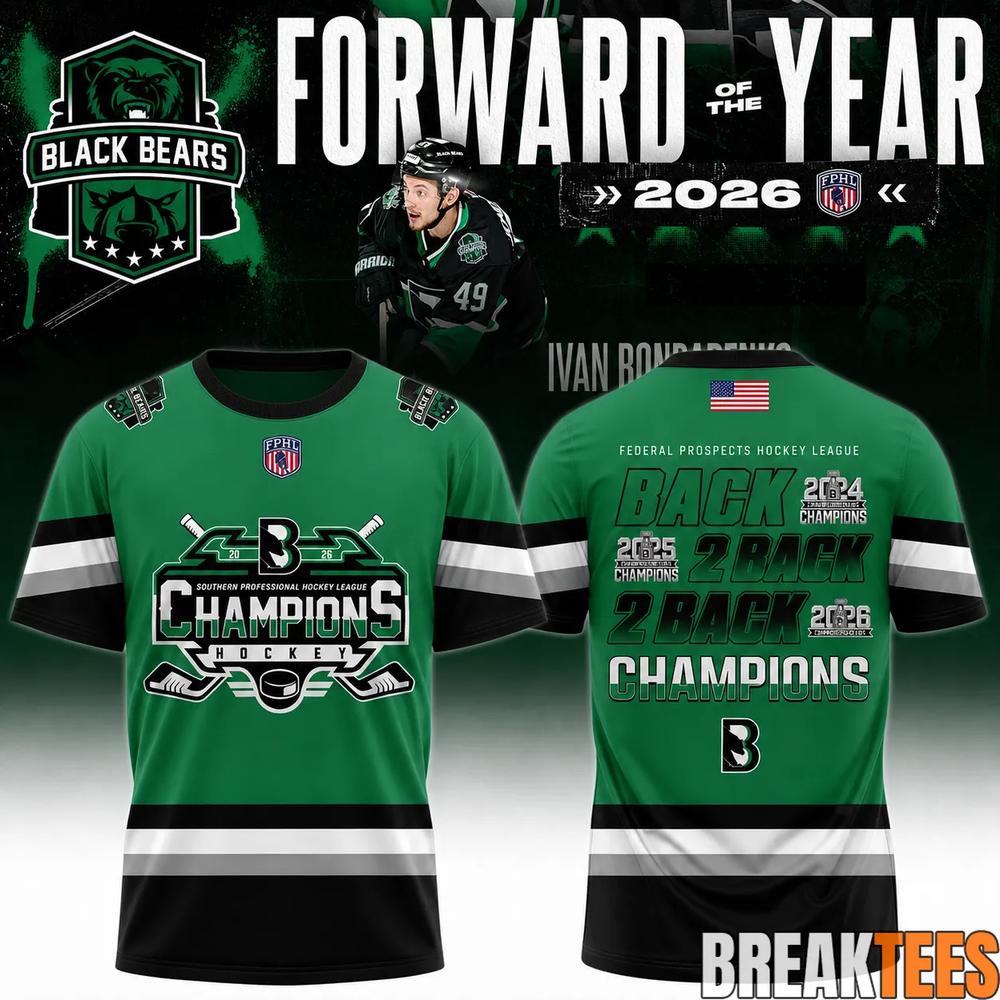 Binghamton Black Bears 2026 FPHL Champions Three-Peat Limited Edition T-Shirt Unisex T-shirt, Sweatshirt, Hoodie, Long Sleeve Tee - T-Shirt, Sweatshirt, Hoodie