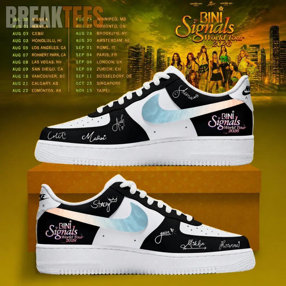 Bini Signature World Tour 2026 Custom Air Force 1 Black Shoes Unisex T-shirt, Sweatshirt, Hoodie, Long Sleeve Tee - T-Shirt, Sweatshirt, Hoodie