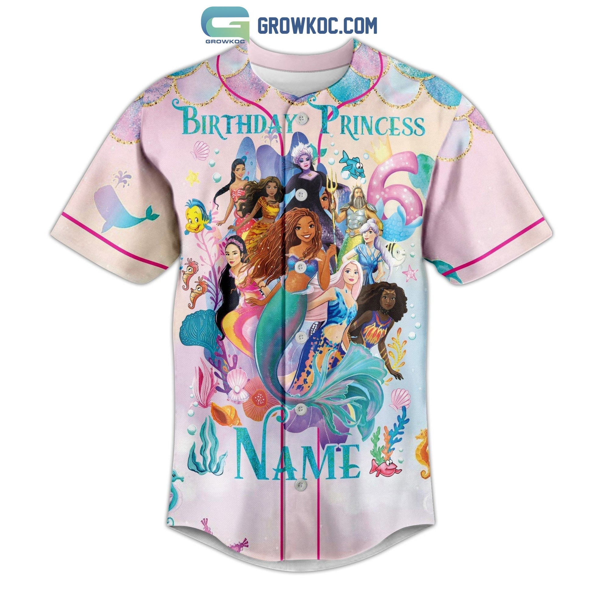 Birthday Princess Personalized Baseball Jersey baseball jersey product view 2
