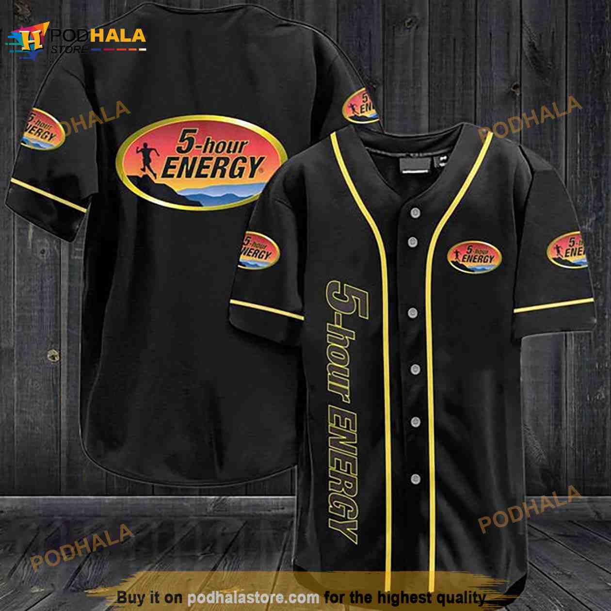 Black 5-hour Energy 3D Baseball Jersey baseball jersey product view 1