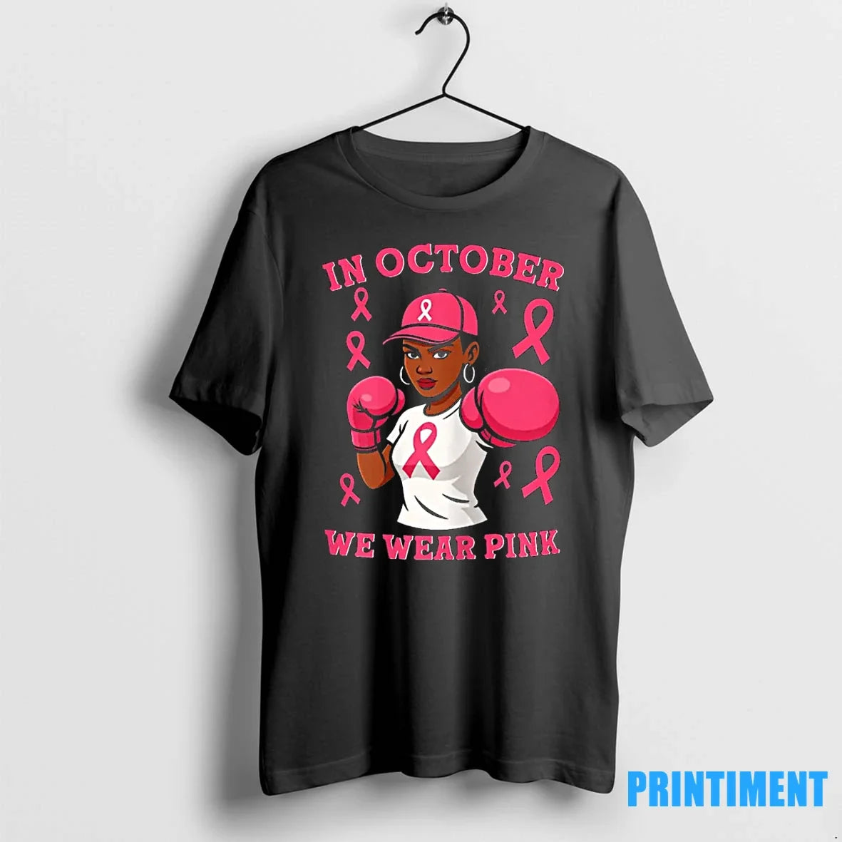 Black African American In October We Wear Pink Breast Cancer Tshirts Sweater Unisex T-shirt, Sweatshirt, Hoodie, Long Sleeve Tee - T-Shirt, Sweatshirt, Hoodie