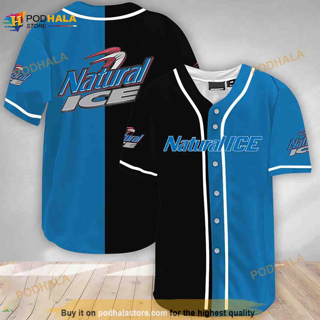 Black And Blue Split Natural Ice 3D Baseball Jersey baseball jersey product view 1
