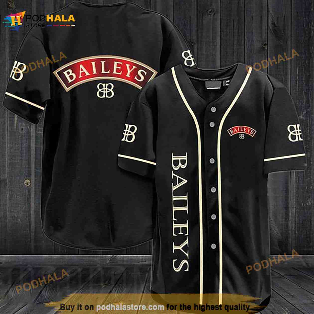 Black Baileys Original Irish Whiskey 3D Baseball Jersey baseball jersey product view 1