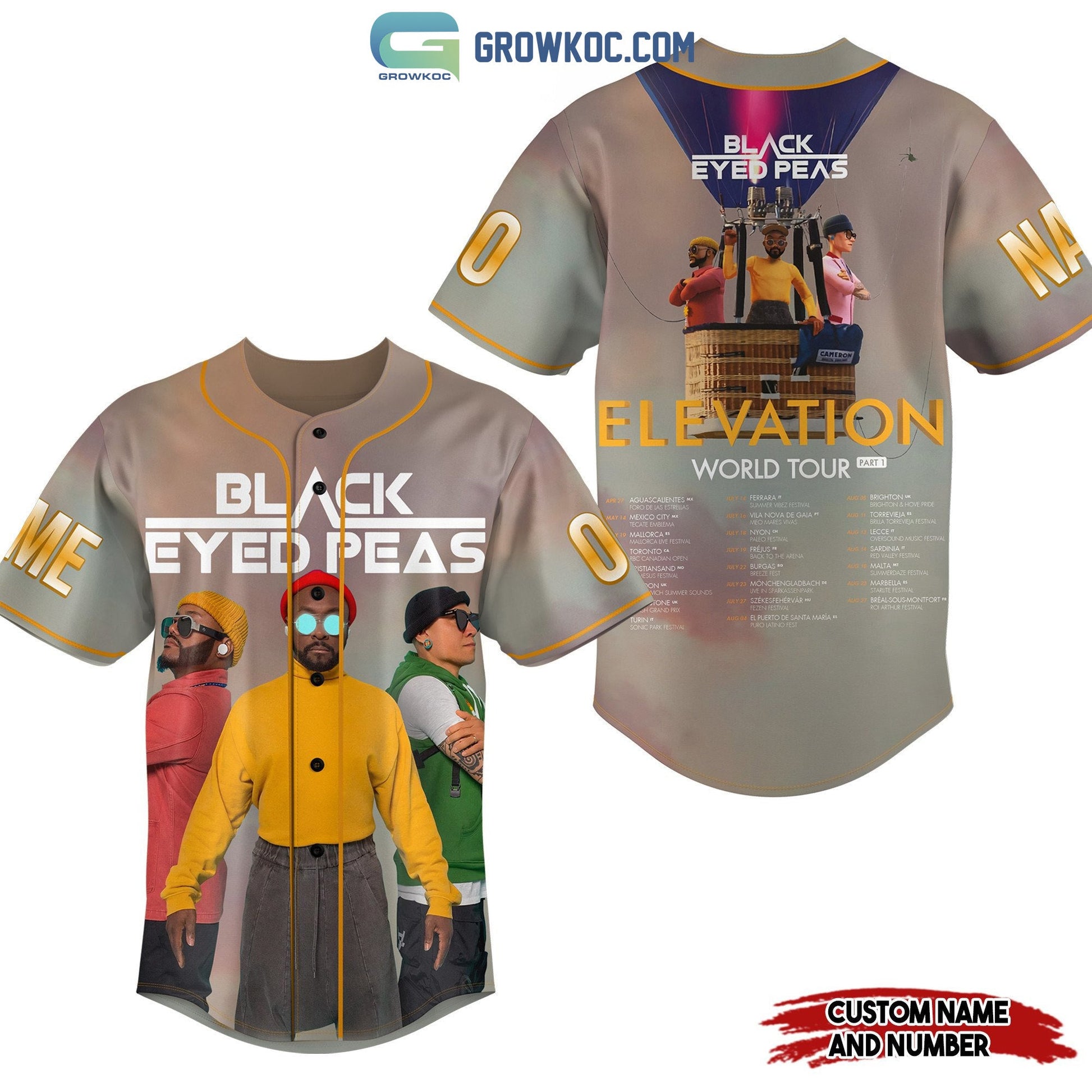 Black Eyed Peas Elevation World Tour 2023 Personalized Baseball Jersey baseball jersey product view 1
