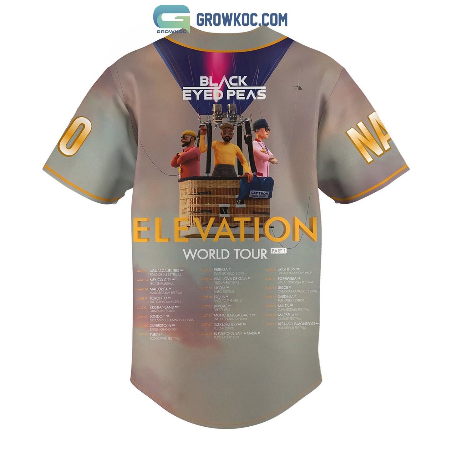 Black Eyed Peas Elevation World Tour 2023 Personalized Baseball Jersey baseball jersey product view 3