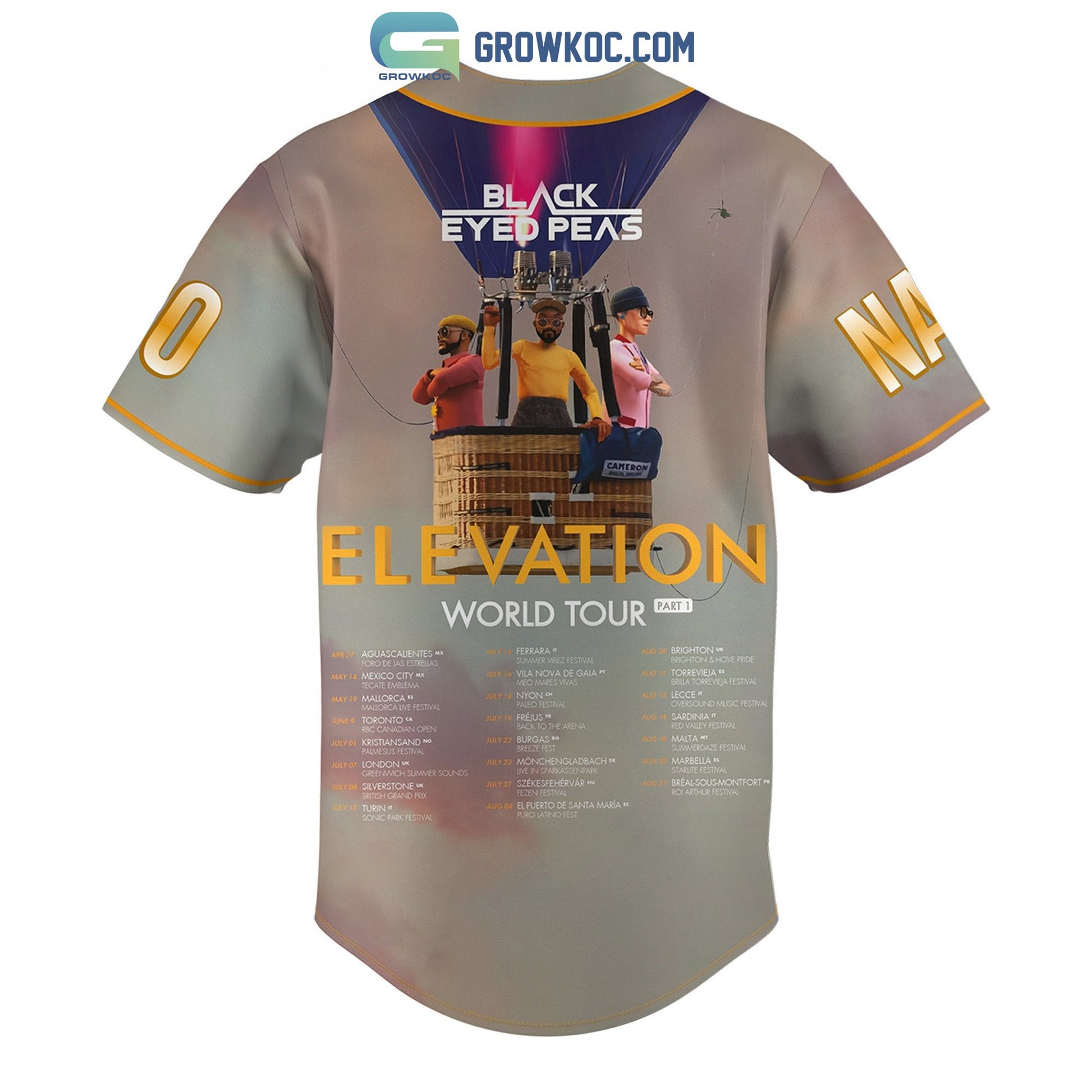 Black Eyed Peas Elevation World Tour 2023 Personalized Baseball Jersey baseball jersey product view 3
