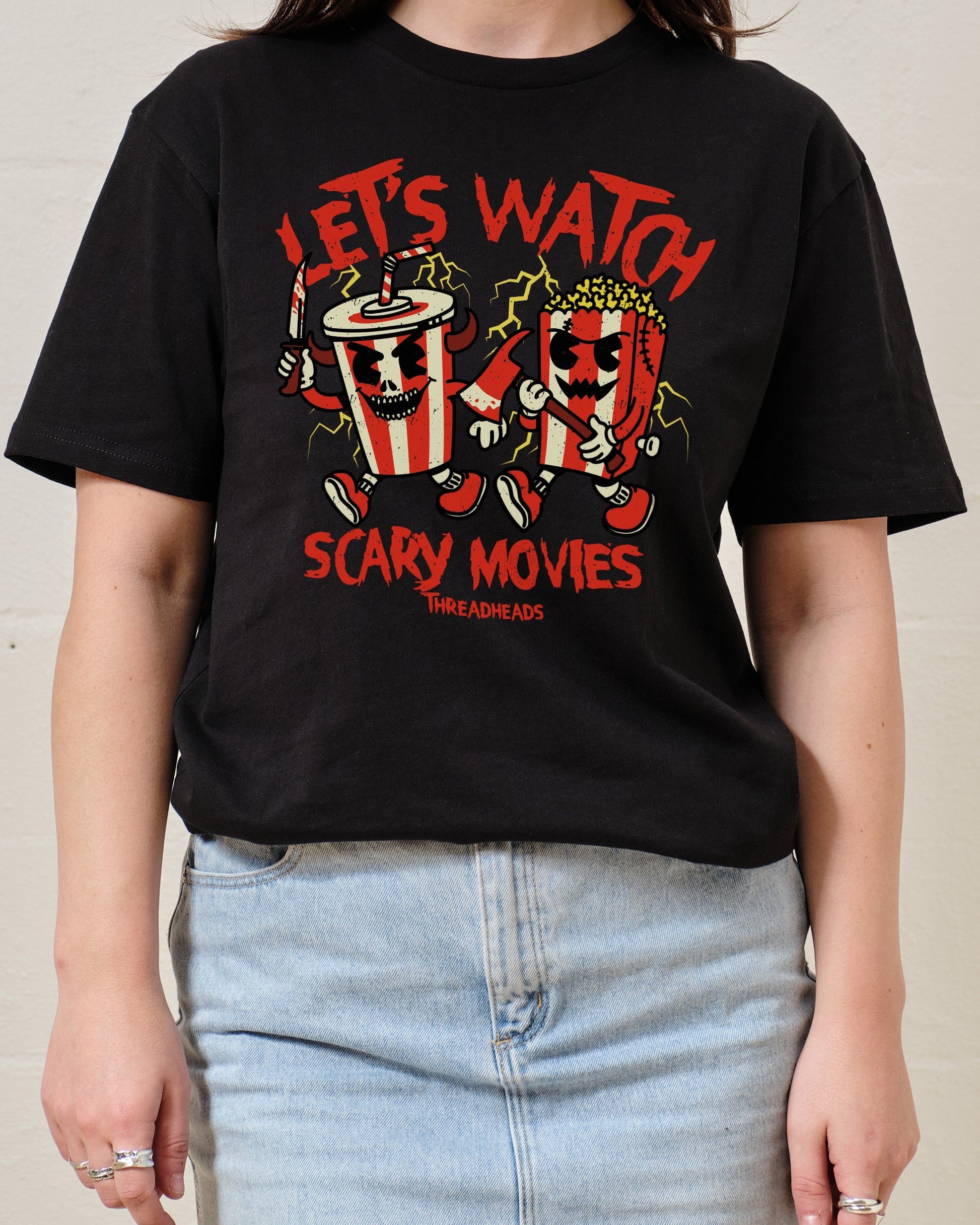 Let's Watch Scary Movies T-Shirt Unisex T-shirt, Sweatshirt, Hoodie, Long Sleeve Tee - T-Shirt, Sweatshirt, Hoodie