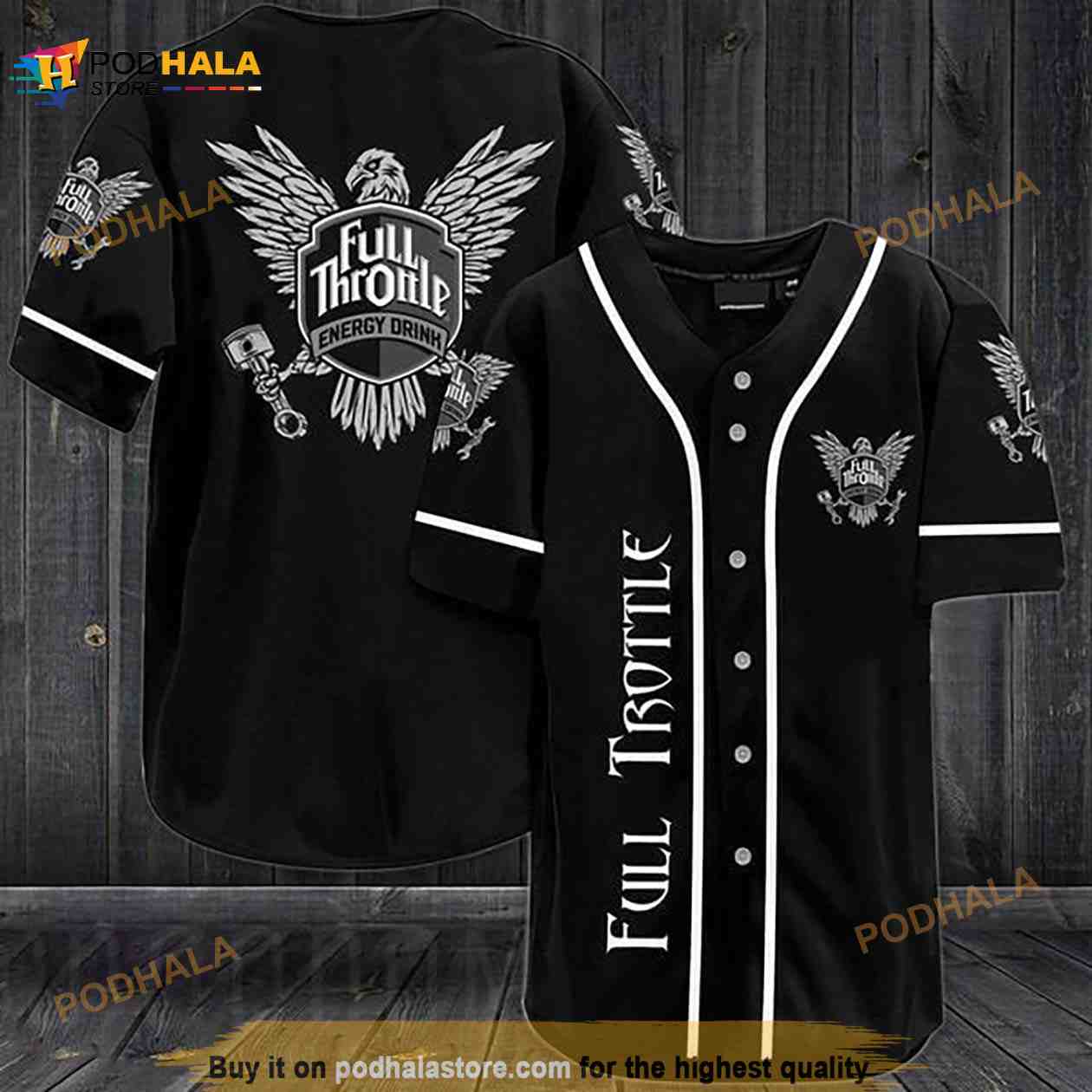 Black Full Throttle 3D Baseball Jersey baseball jersey product view 1