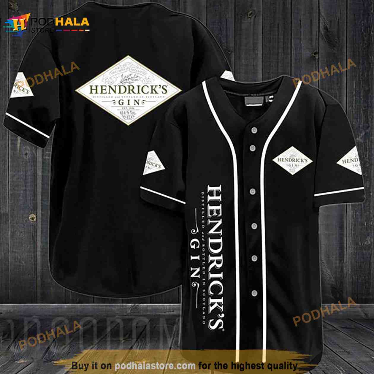 Black Hendrick’s Gin 3D Baseball Jersey baseball jersey product view 1