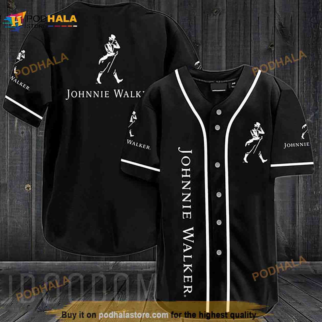 Black Johnnie Walker 3D Baseball Jersey baseball jersey product view 1