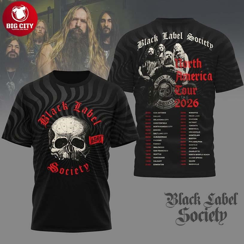 Black Label Society North America Tour 2026 Two Sided Shirt Unisex T-shirt, Sweatshirt, Hoodie, Long Sleeve Tee - T-Shirt, Sweatshirt, Hoodie