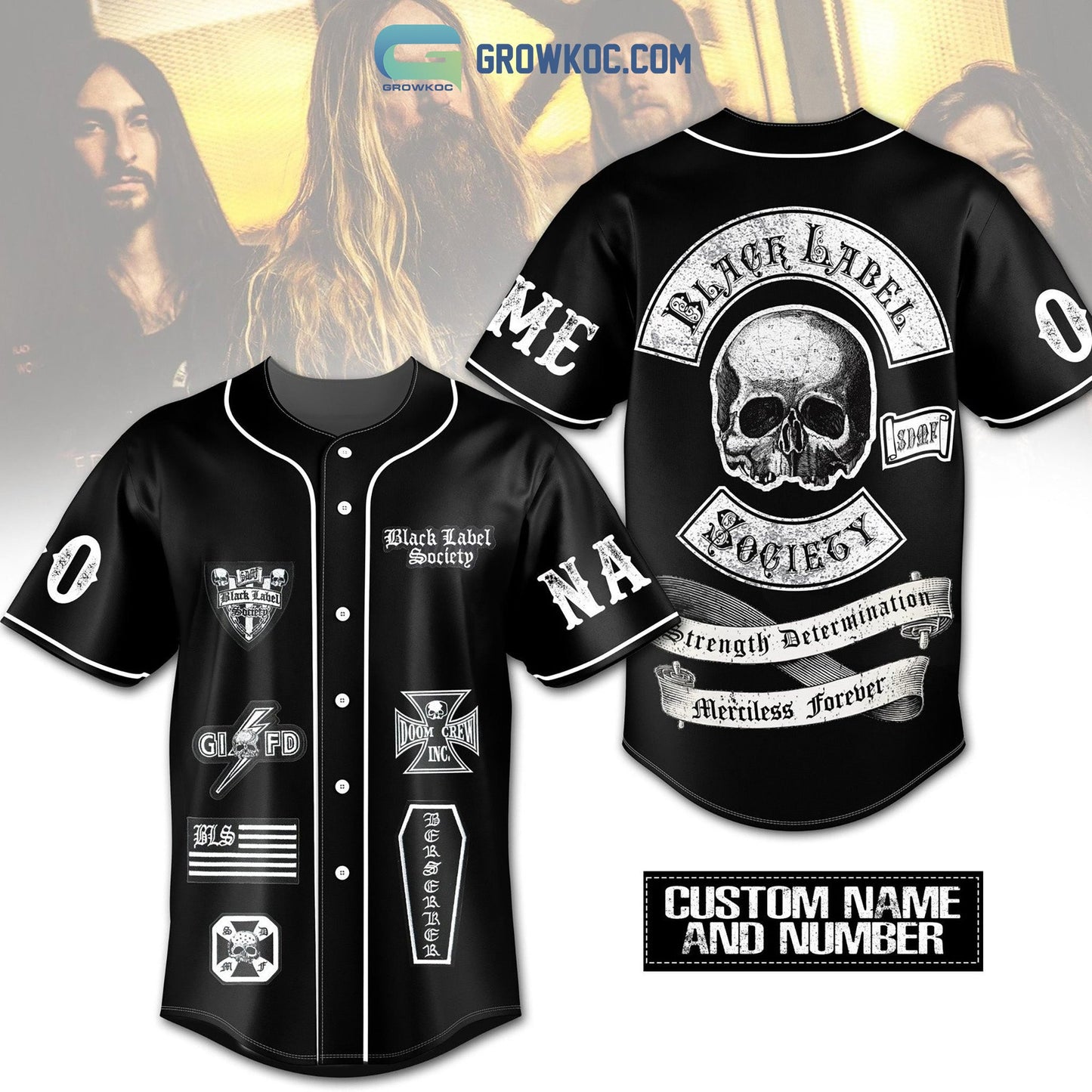 Black Label Society Strength Determination Merciless Forever Personalized Baseball Jersey baseball jersey product view 1