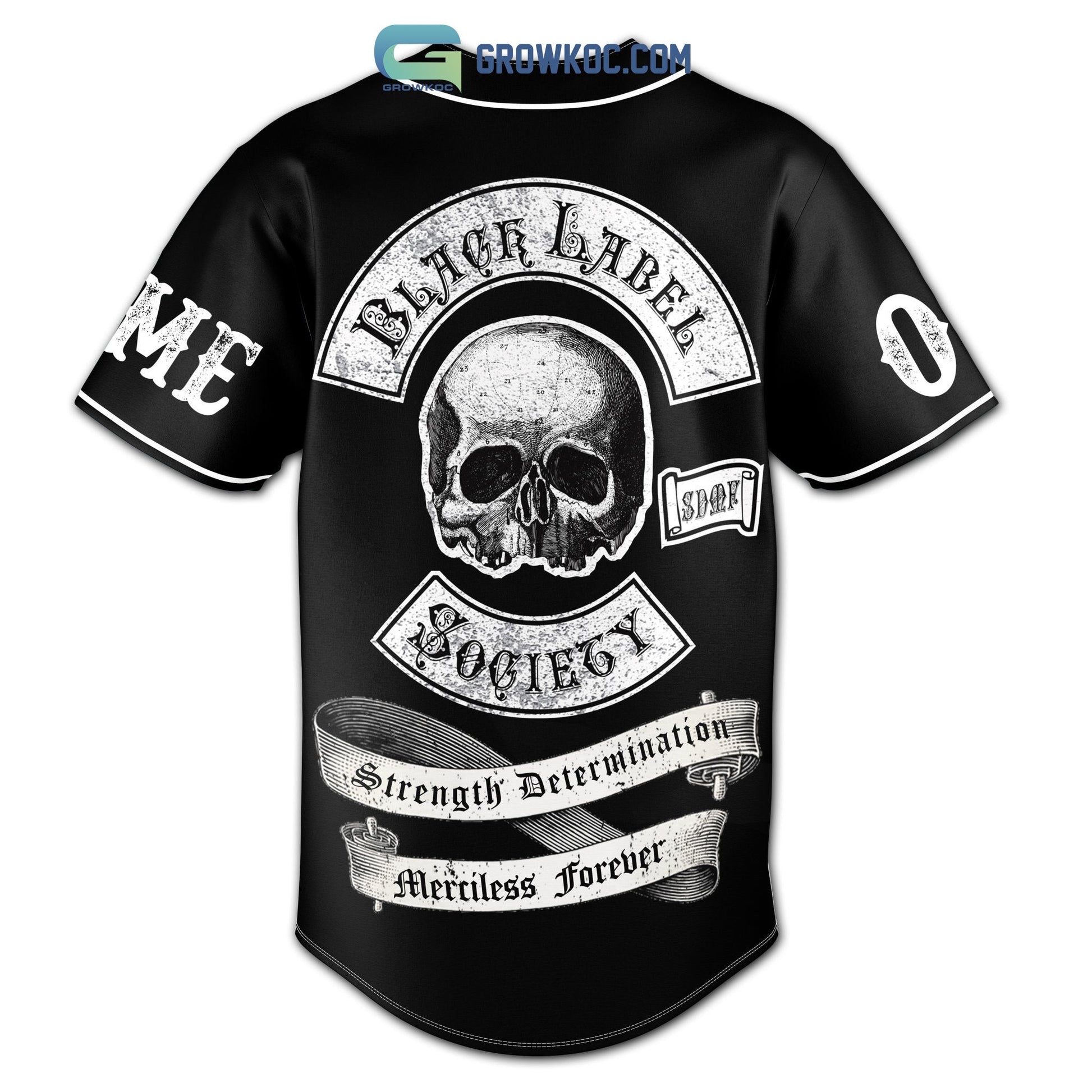 Black Label Society Strength Determination Merciless Forever Personalized Baseball Jersey baseball jersey product view 3