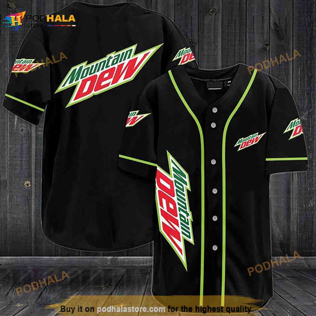 Black Mountain Dew 3D Baseball Jersey baseball jersey product view 1